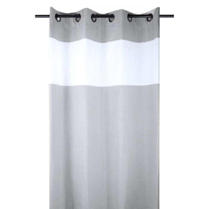 Rideau coton 135x260 gris et blanc ANGELE - Achat / Vente rideau ... Rideau coton 135x260 gris et blanc ANGELE - Achat / Vente rideau ...