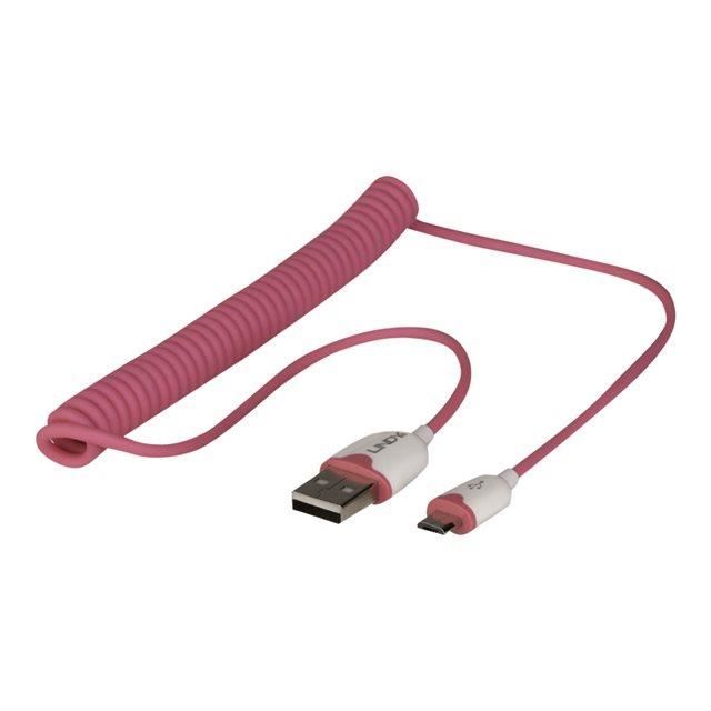 LINDY Câble USB spiralé - 1,6m - Rose