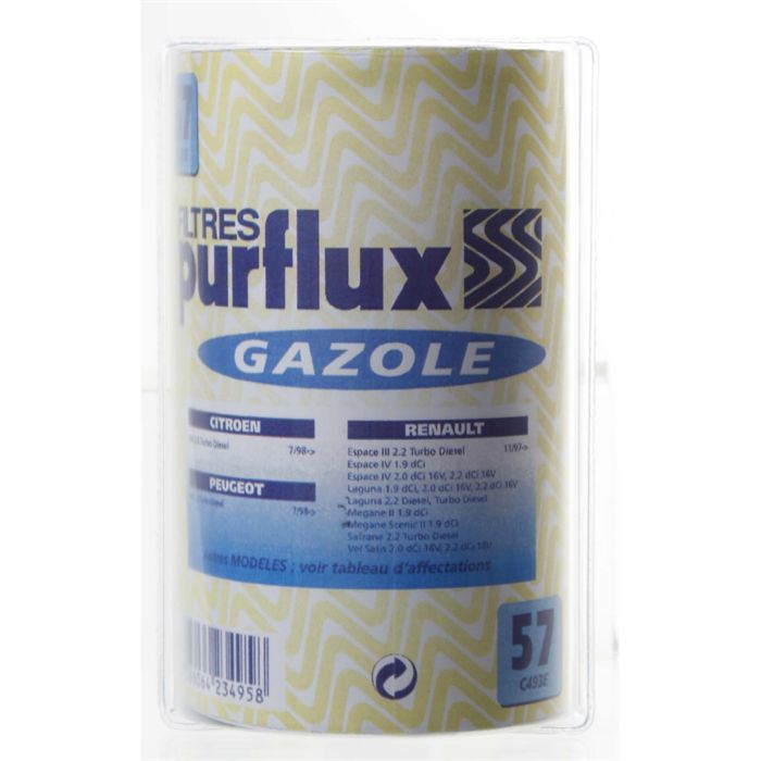 Filtre à gasoil Purflux N°57 C493EY   Achat / Vente FILTRE A