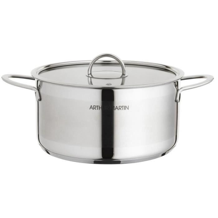 ARTHUR MARTIN Marmite avec couvercle 24 cm gris