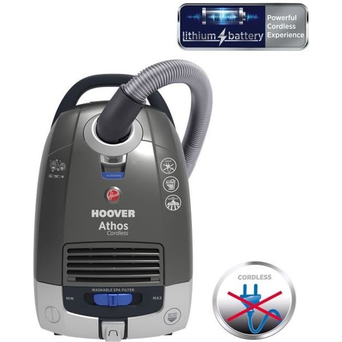 HOOVER ATC18LI Aspirateur traineau sans sac - Batterie Lithium HD - 72 dB - 5 L - Autonomie 30 min