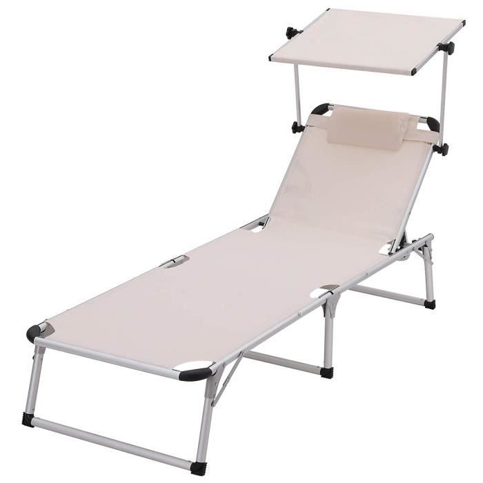 Soleil AluToile LongueBain Chaise De Songmics InclinableEn oedxBQWrC