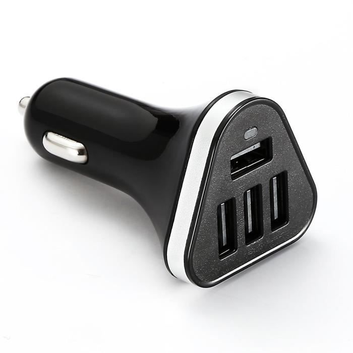 WE Chargeur allume-cigare USB 4 ports - Noir