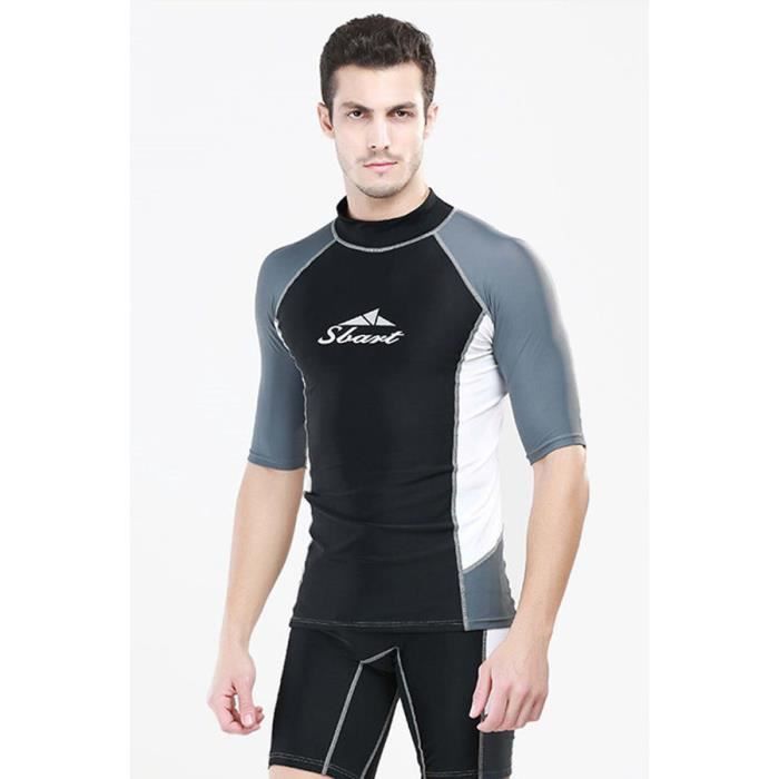 Maillot de bain rashguard homme manche courte - Prix pas ...