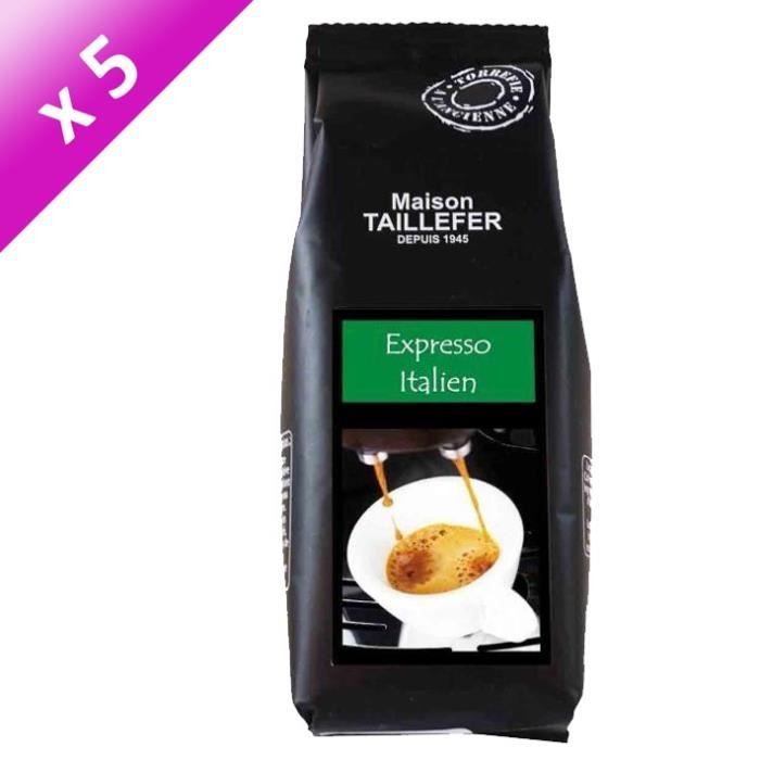 MAISON TAILLEFER Lot de 5 Cafés Moulus Expresso Italien Sachet de 125g