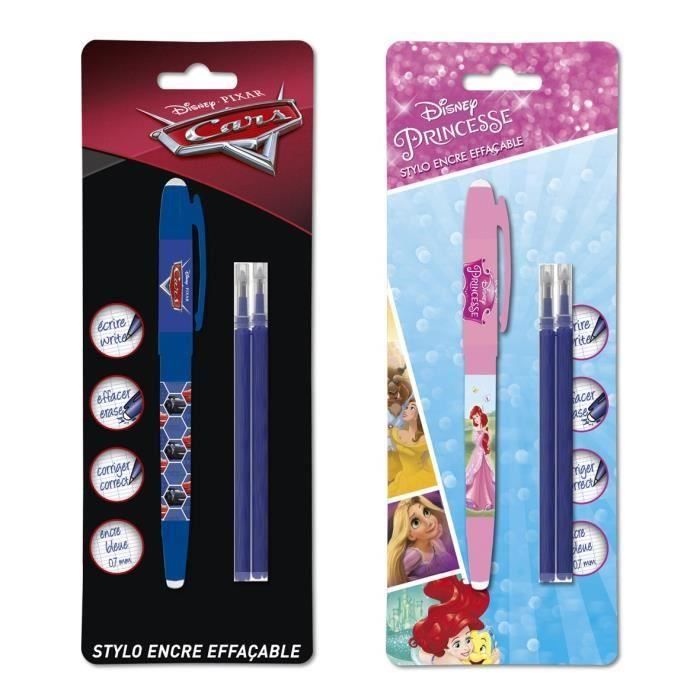 Produit shopeco.fr : DISNEY CLASSIQUE Stylo Roller + 2 recharges gel effaçable - Bleu - S/Coque (Lot de 3)