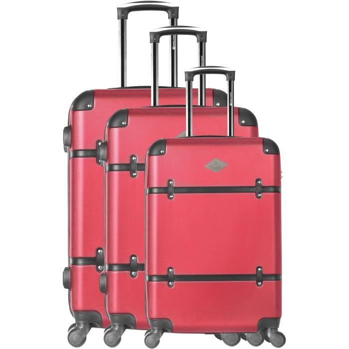 GERARD PASQUIER Set de 3 Valises marguerite Bordeaux
