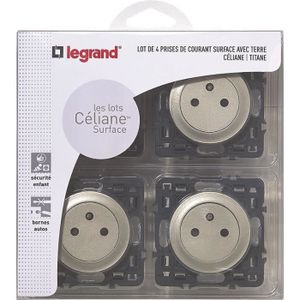 LEGRAND Celiane Lot 4 prises de courant avec terre affleurantes ? encastrer composable titane