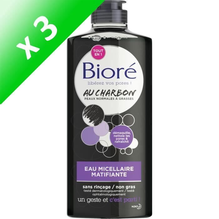 Produit shopeco.fr : Lot De 3 - BIORÉ Eau Micellaire Matifiante au Charbon 300ml