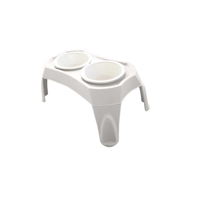 MPETS Gamelle en plastique double avec support COMBI BOWLS - Pour chien - 2x350ml - Beige et Blanc