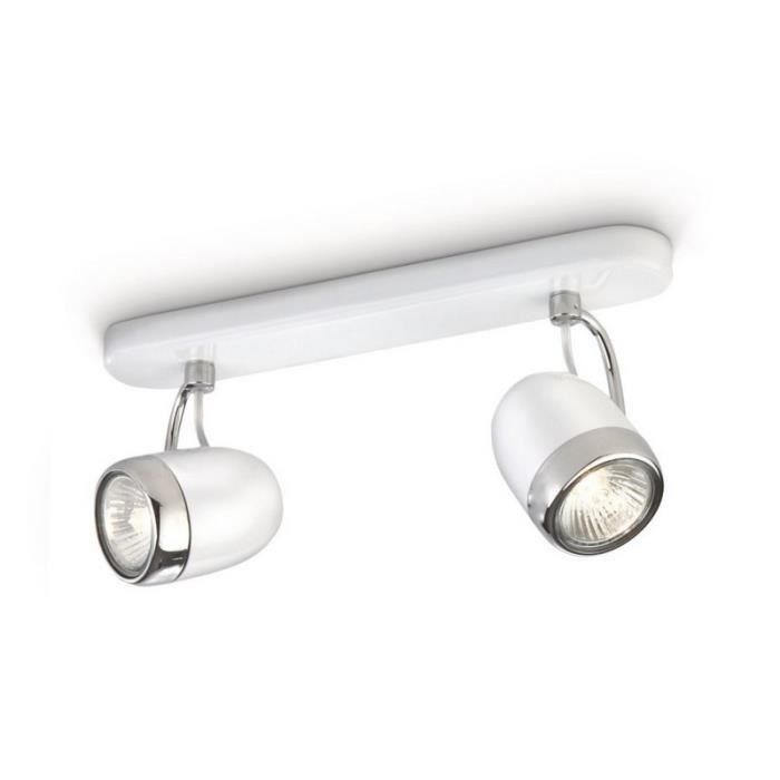 PHILIPS Barre de 2 spots d'éclairage Balsa GU10 - Blanc - Ampoule requise