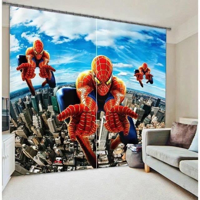 Rideaux Spiderman vole au-dessus de la ville 3D effect l\'ombrage 118 ... Rideaux Spiderman vole au-dessus de la ville 3D effect l\'ombrage 118 ...