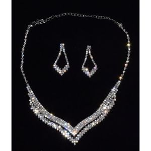PARURE Parure Argentée Bijoux Fantaisie Strass pour Maria