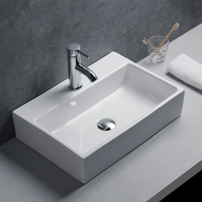 Gimify Vasque à Poser en Céramique Blanche Moderne Lavabo ...