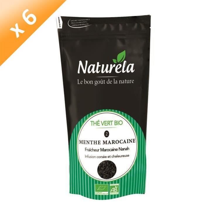 NATURELA Lot de 6 Thés Vert Menthe n°2 Bio 50g