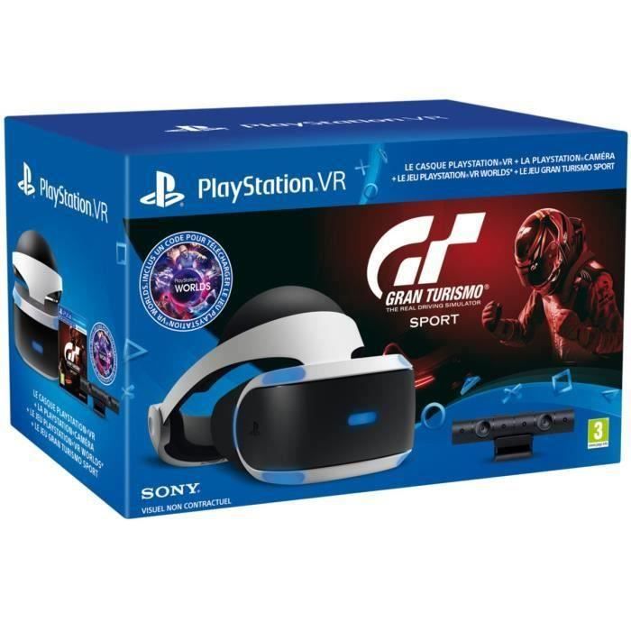 PlayStation VR + Caméra V2 + Gran Turismo Sport + VR Worlds (Jeu à télécharger)