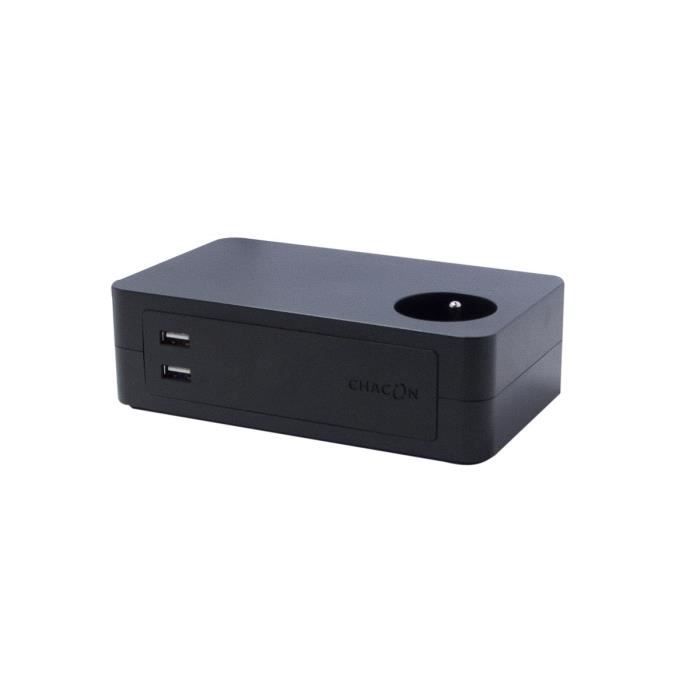 CHACON Bloc multiprise bureau 3 prises 16A avec 2 ports Usb 1,5m noir