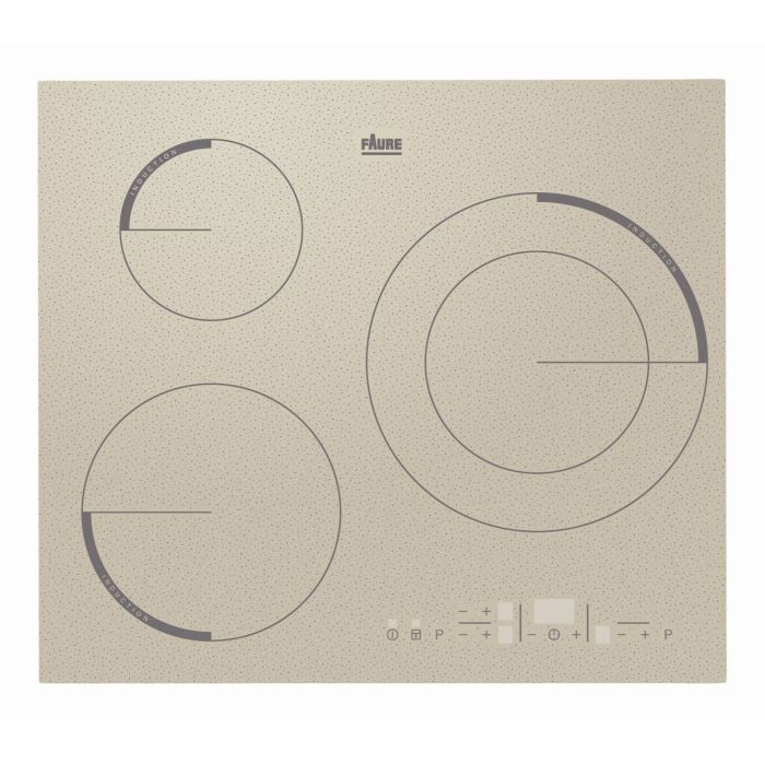 FAURE FEI6532FSA Table de cuisson Induction - 3 zones - 7400W - L59 x P52cm - Revêtement verre - Argentée