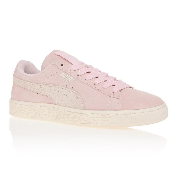PUMA Baskets Suede - Femme - Rose et blanc
