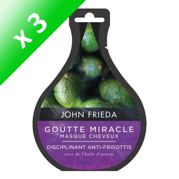 Produit shopeco.fr : Lot De 3 - JOHN FRIEDA Masque cheveux Goutte Miracle Disciplinant Anti-Frisottis - 25 ml