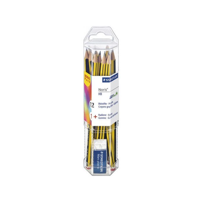STAEDTLER - Gobelet de 12 crayons graphite HB Noris® 120 + gomme