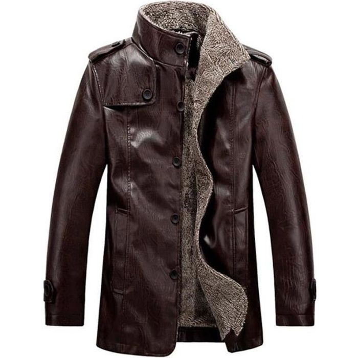 Cuir Hiver Doudoune Manteau Pu En Mode Marron Veste Homme Blouson Tqq4Yx6wt