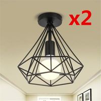 LUSTRE ET SUSPENSION 2Pcs Plafonnier Industrielle Cage forme Diamant No LUSTRE ET SUSPENSION 2Pcs Plafonnier Industrielle Cage forme Diamant No