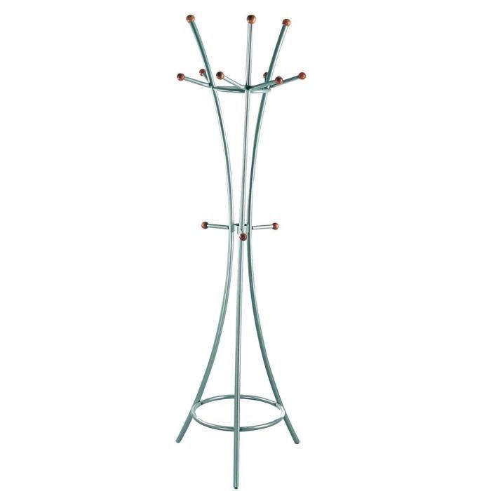 Porte manteaux 12 boules 181 cm gris alu et naturel
