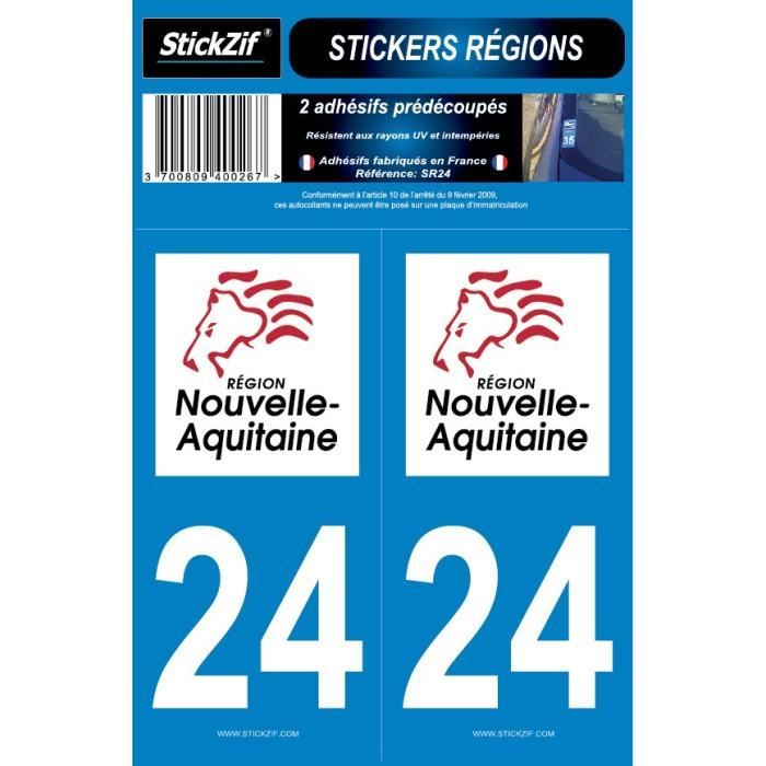 STICKZIF 2 Autocollants Région Département 24 SR24