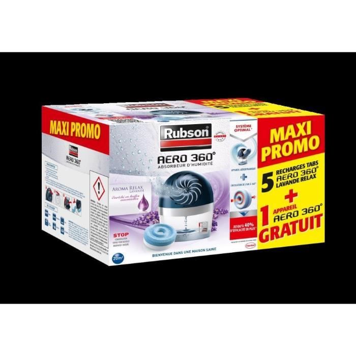 RUBSON Lot de 5 recharges Tablette Lavande Relax + 1 appareil Aero 360° offert