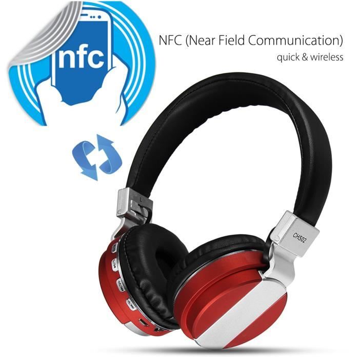 Bluetooth Casque écouteur Nfc Hifi Pliable Sans Fil Headset Audio