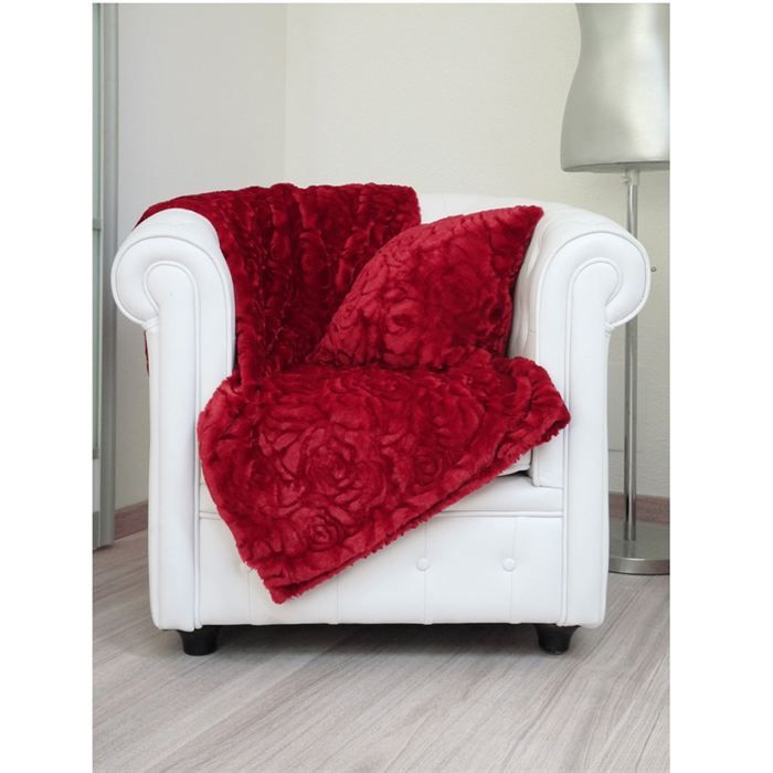 PLAID VALENTINE ROUGE 130X150   Achat / Vente COUVERTURE   PLAID PLAID