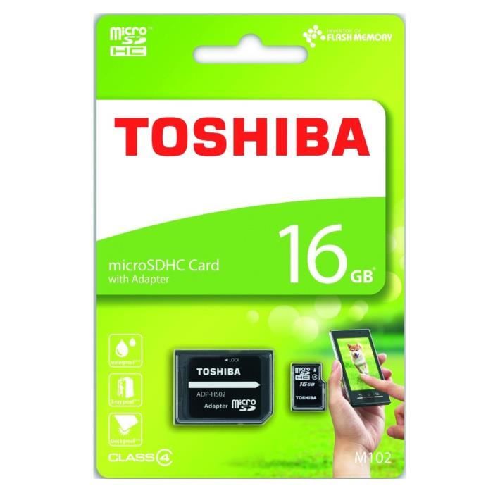 Toshiba carte memoire MicroSD Class 4 M102avec Adapteur SD 16Go