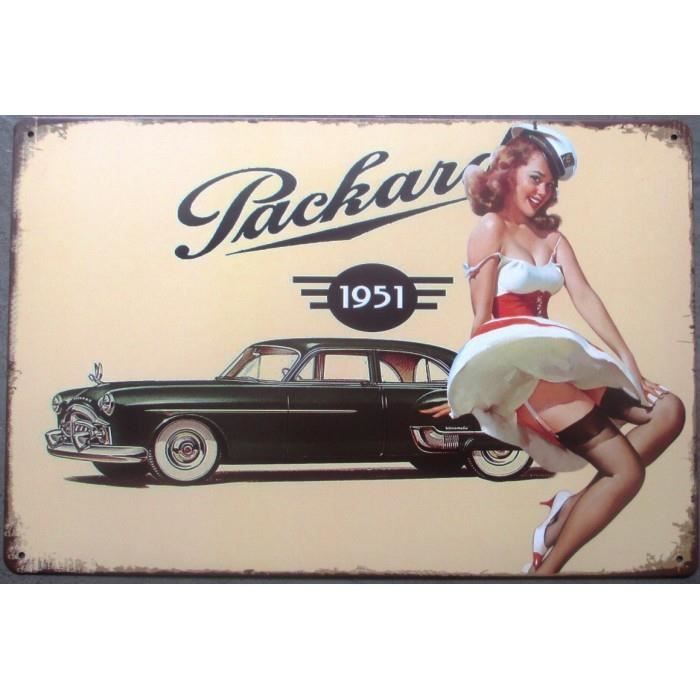 Plaque Pin Up Sexy Tenue Marin Et Voiture Packard 1951 Achat Vente Objet Décoration Murale 