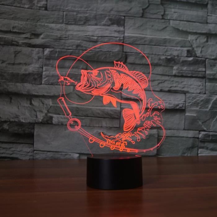 Lampes Couleur Charge Nuit 7 Tactile Bouton Changement Lampe Poissons Table De Usb Incroyable 3d Bureau Led Lumière LjzGUMpqVS