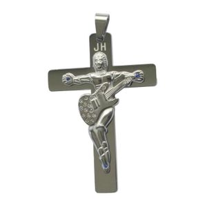 SAUTOIR ET COLLIER JOHNNY HALLYDAY Pendentif Croix Guitare en acier i