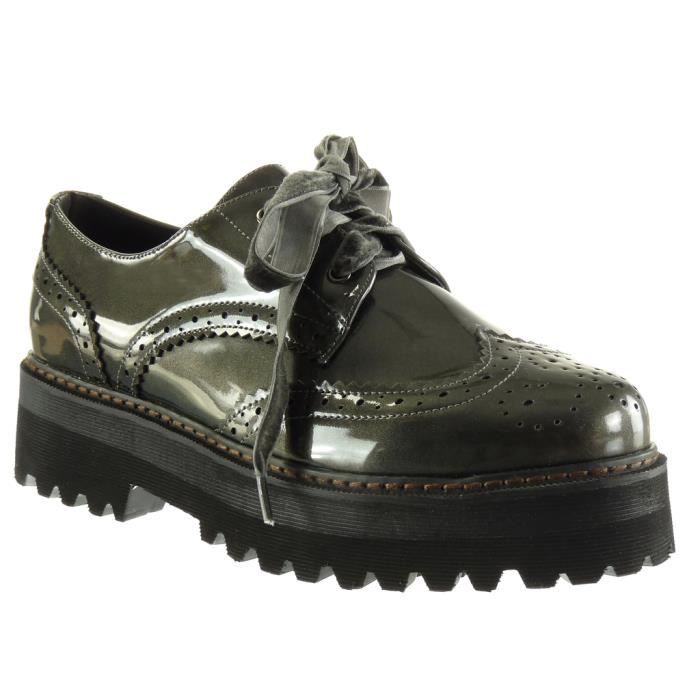 Angkorly Femme Mode Perforée Verni Derbies Plateforme Chaussure CxordWeQEB