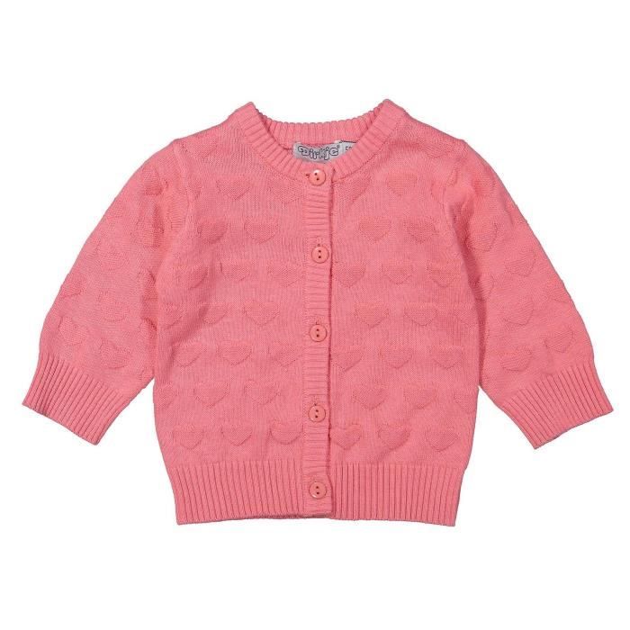 DIRKJE Cardigan Gilet tricot Jacquard CŒur Boutons Rose Bébé Fille