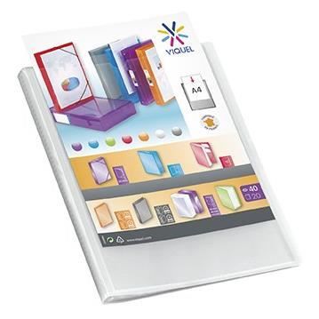 VIQUEL Protège documents personnalisable A4 - Reliure 40 vues - 20 pochettes - Transparent