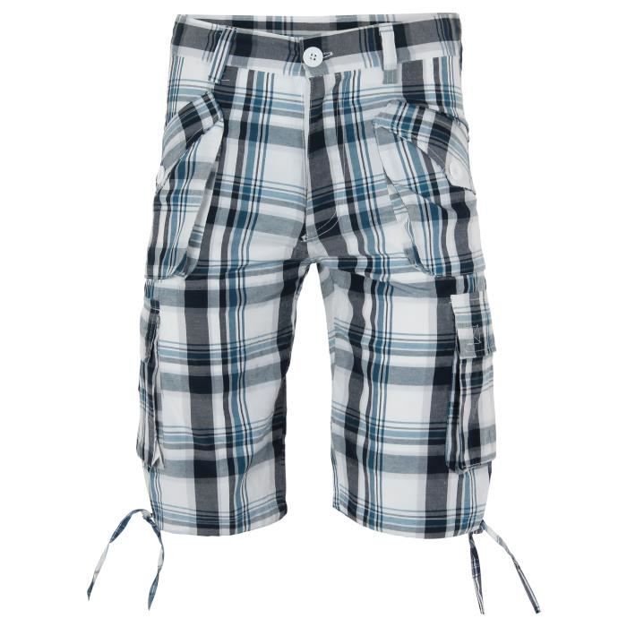 Short Cargo Bermuda A Carreaux H... Bleu/gris (... - Achat ...