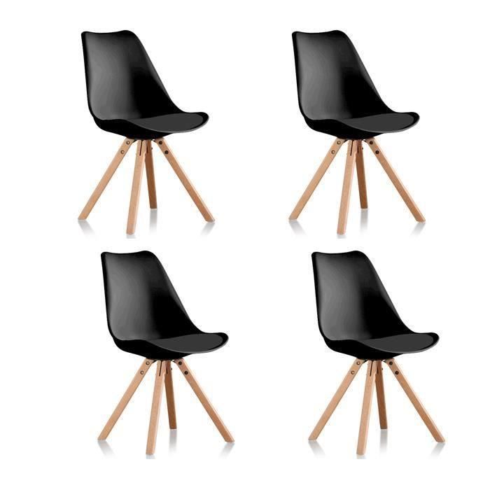 En Noir Manger Scandinave Lot Pieds Bois Avec Chaise A Salle De 59x49xh80cm 4 bg6Yf7y