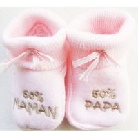 CHAUSSON - PANTOUFLE Chaussons bébé brodés "50% maman… Rose/beige CHAUSSON - PANTOUFLE Chaussons bébé brodés "50% maman… Rose/beige