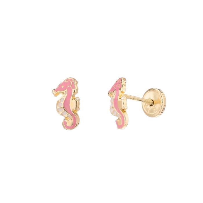 YSORA Boucles D'Oreilles Puces Or Jaune 375° Enfant Fille