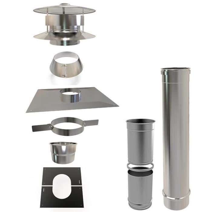 CONVESA Tubage de conduit de cheminée - Ø 150 mm - Inox - Hauteur de conduit : 4 m