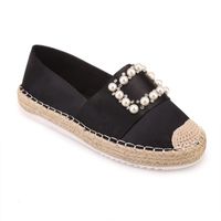 ESPADRILLE Espadrilles noires satinées à perles-36 ESPADRILLE Espadrilles noires satinées à perles-36
