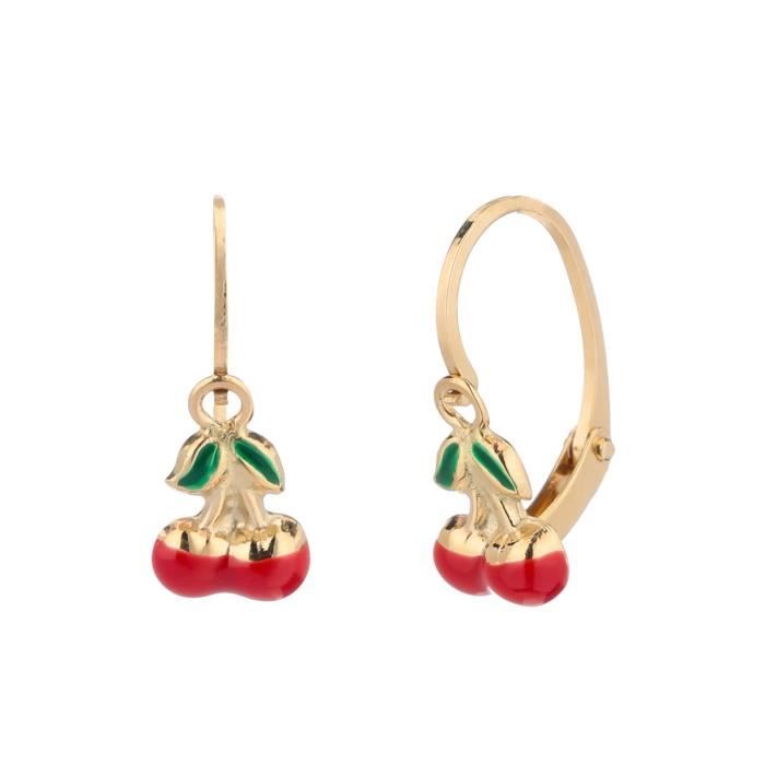 YSORA Boucles D'Oreilles Dormeuses Or Jaune 375° Enfant Fille