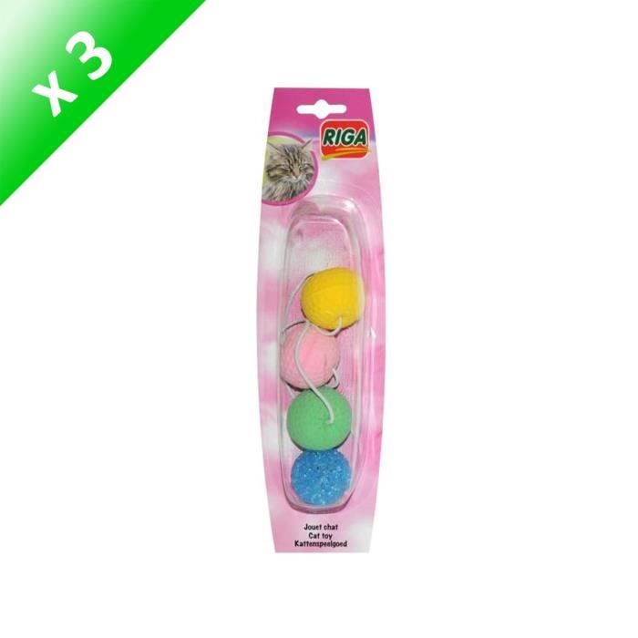 RIGA Lot de 3 Balles éponge x 4 pour chat
