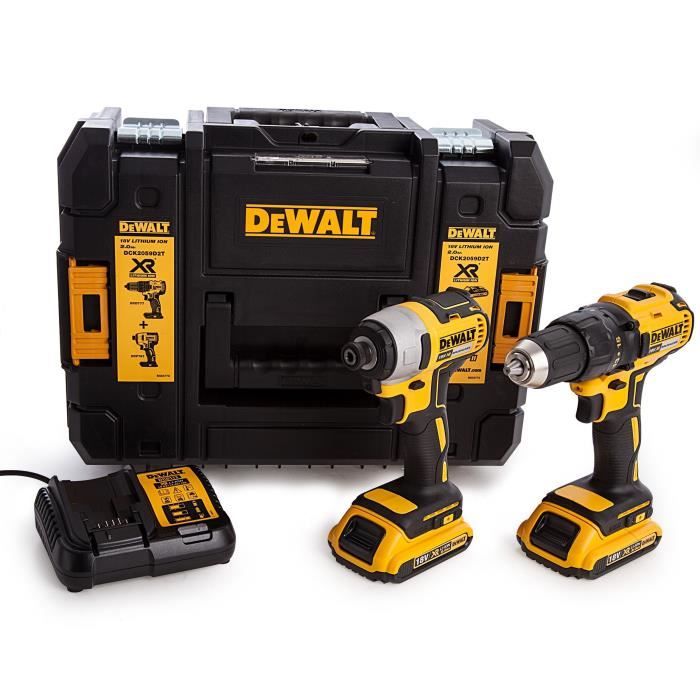 DEWALT Pack perceuse-visseuse Brushless DCD777N & visseuse à chocs Brushless DCF787N - Livré avec 2 batteries 18 V et chargeur