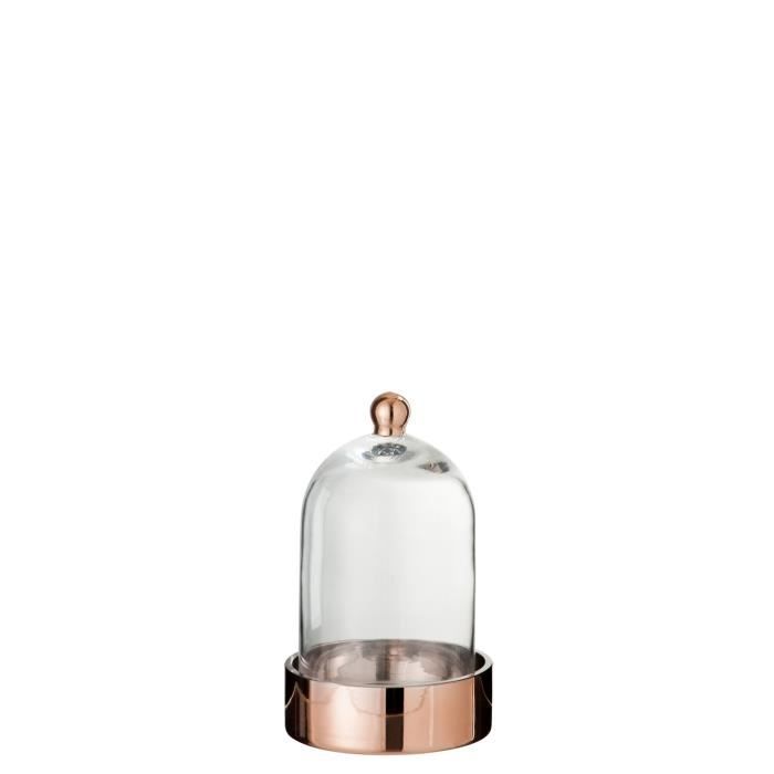 Cloche verre déco 13x13x20 cm Cuivre et Transparent