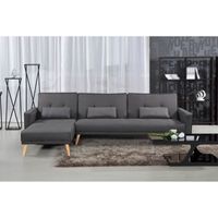 CANAPÉ - SOFA - DIVAN Canapé d'angle convertible modulable en tissu gris CANAPÉ - SOFA - DIVAN Canapé d'angle convertible modulable en tissu gris